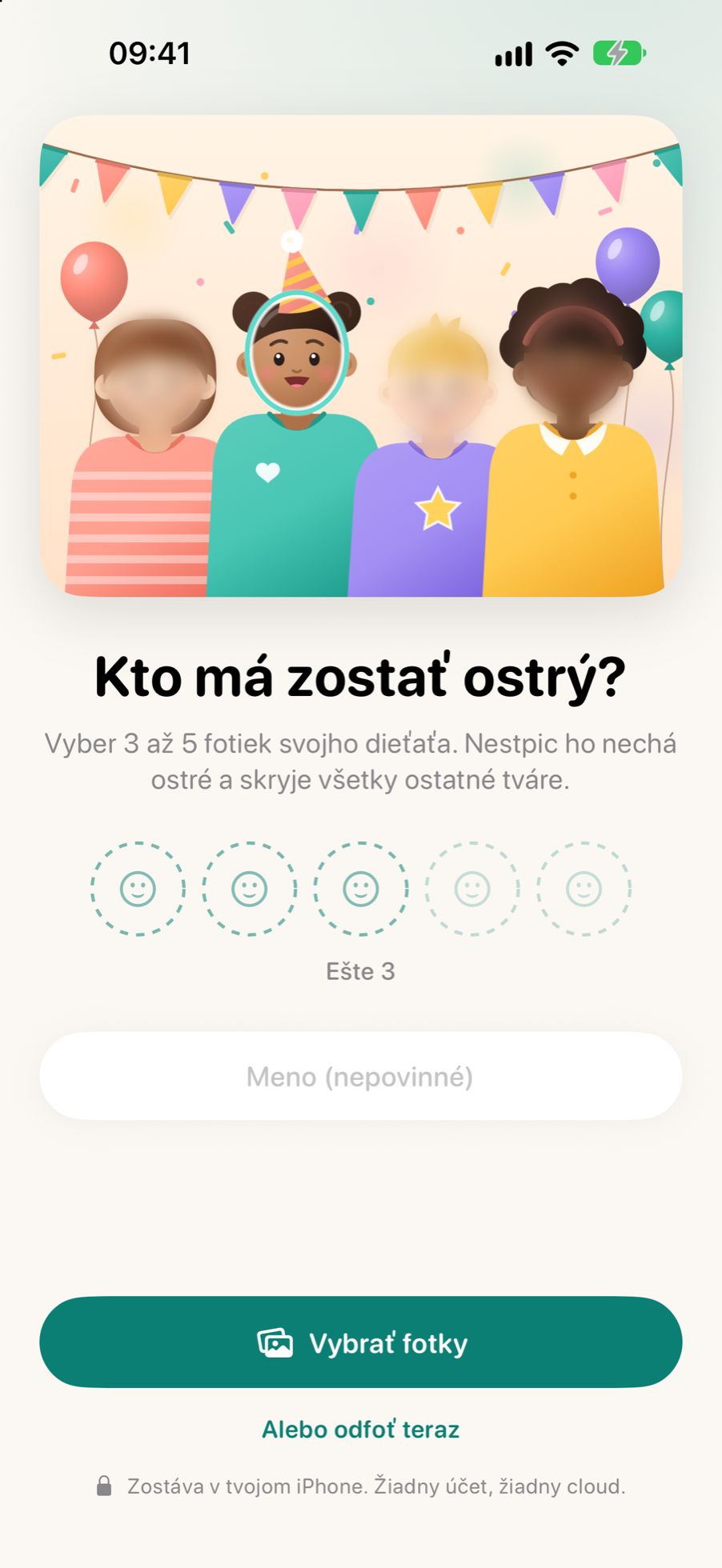 Prvá obrazovka Nestpicu, ktorá sa pýta, kto má zostať ostrý