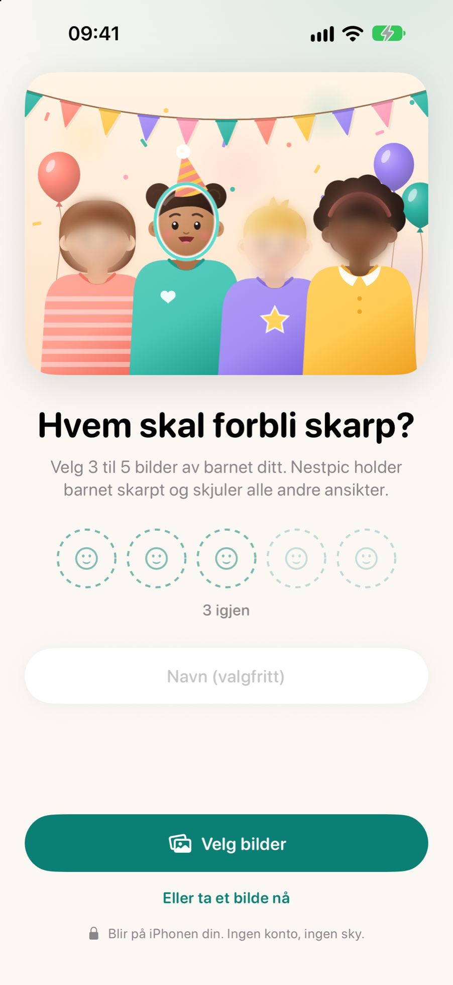 Det første skjermbildet i Nestpic, som spør hvem som skal forbli skarp