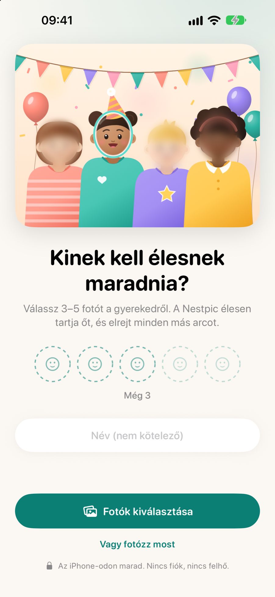 A Nestpic első képernyője, amely azt kérdezi, kinek kell élesnek maradnia