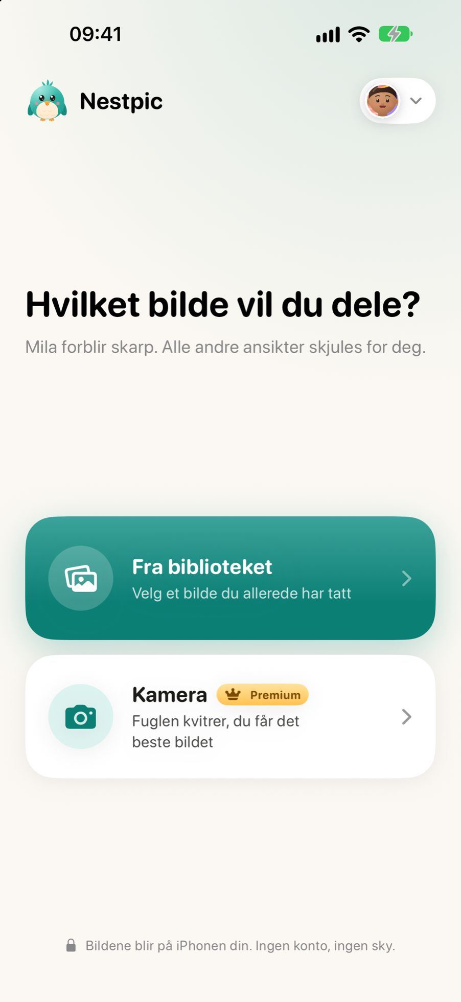 Å velge et bilde i Nestpic