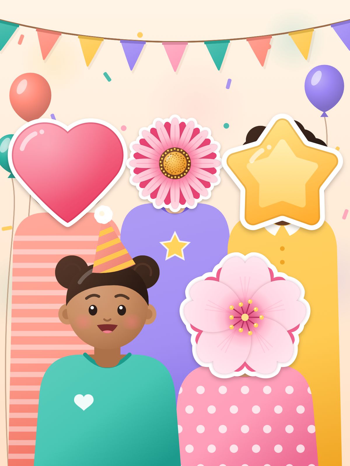 Dasselbe Gruppenfoto, die anderen Kinder unkenntlich: Sticker